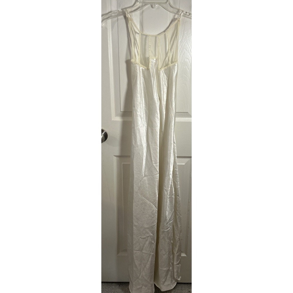 Victoria's Secret Ivory Satin Lace Sequin Slip Dress Nightie S Ivory White
